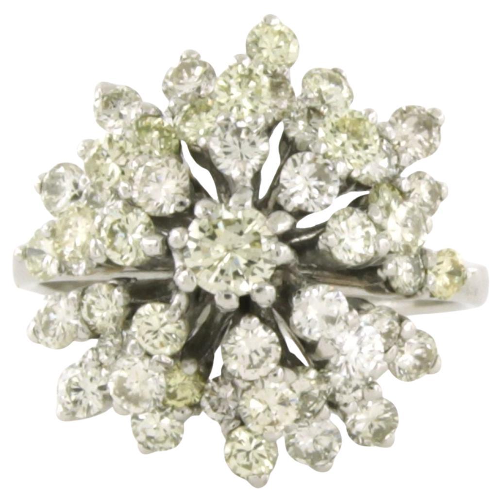 Anello da cocktail con diamanti taglio brillante fino a 2,00ct in oro 14k 6,3 grammi