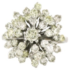 Anello da cocktail con diamanti taglio brillante fino a 2,00ct in oro 14k 6,3 grammi