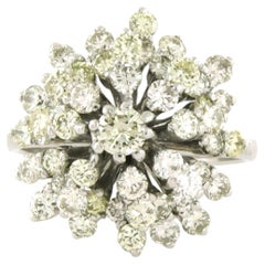 Anello da cocktail con diamanti taglio brillante fino a 2,00ct in oro 14k 6,3 grammi