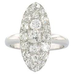 Cocktail ring with old mine cut diamonds up to 3.00ct 14k white gold 6.5 grams