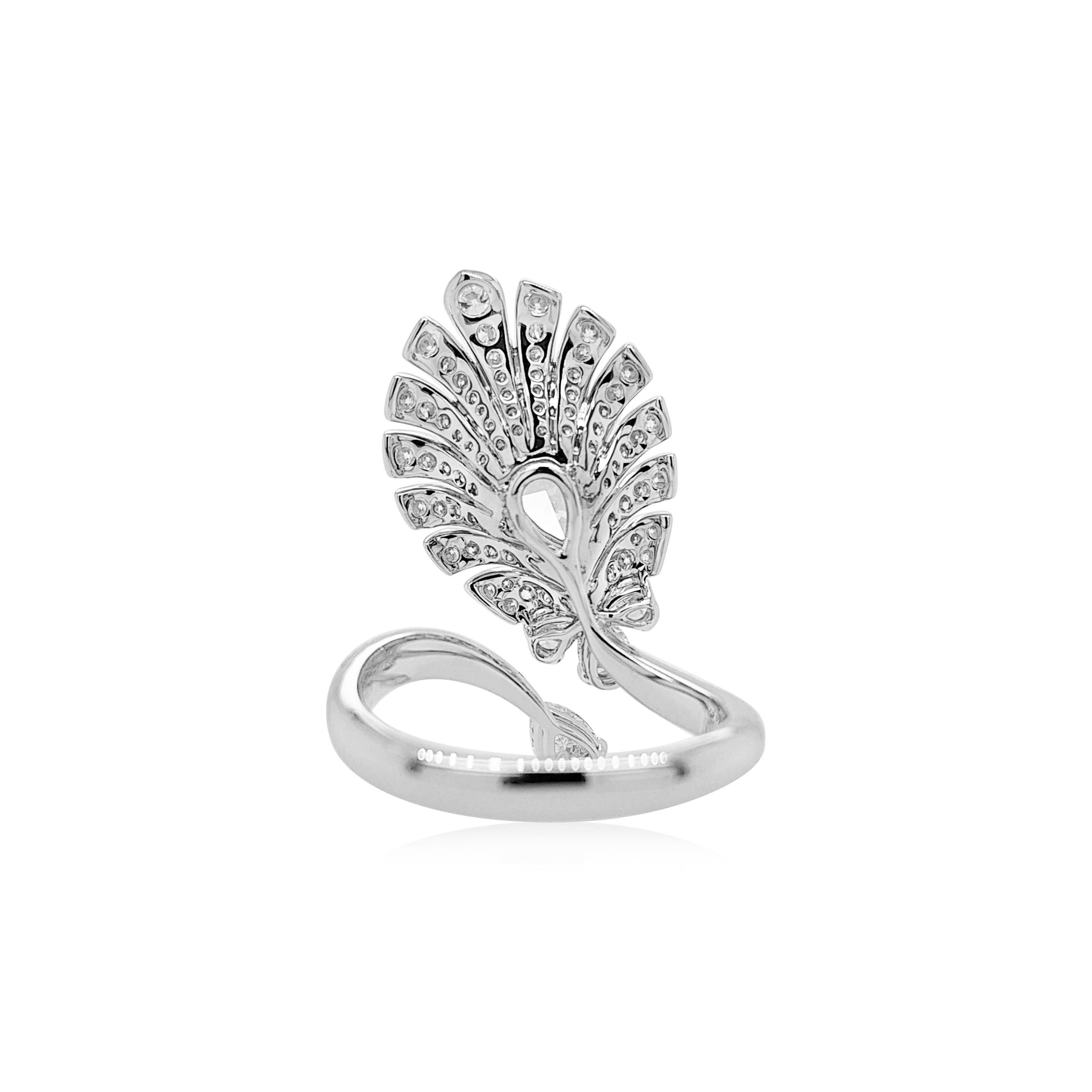 Contemporary Cocktail Ring with GIA Certified Pear Shape Yellow Diamond and White Diamonds For Sale