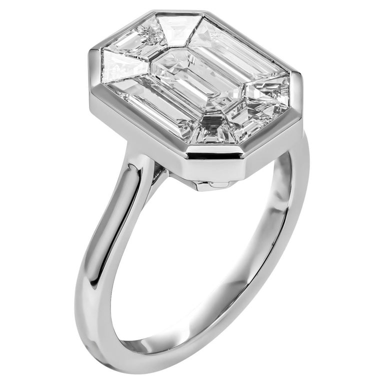Pie Cut Emerald Cut Diamond East West Setting Pie Cut Ring 15 For