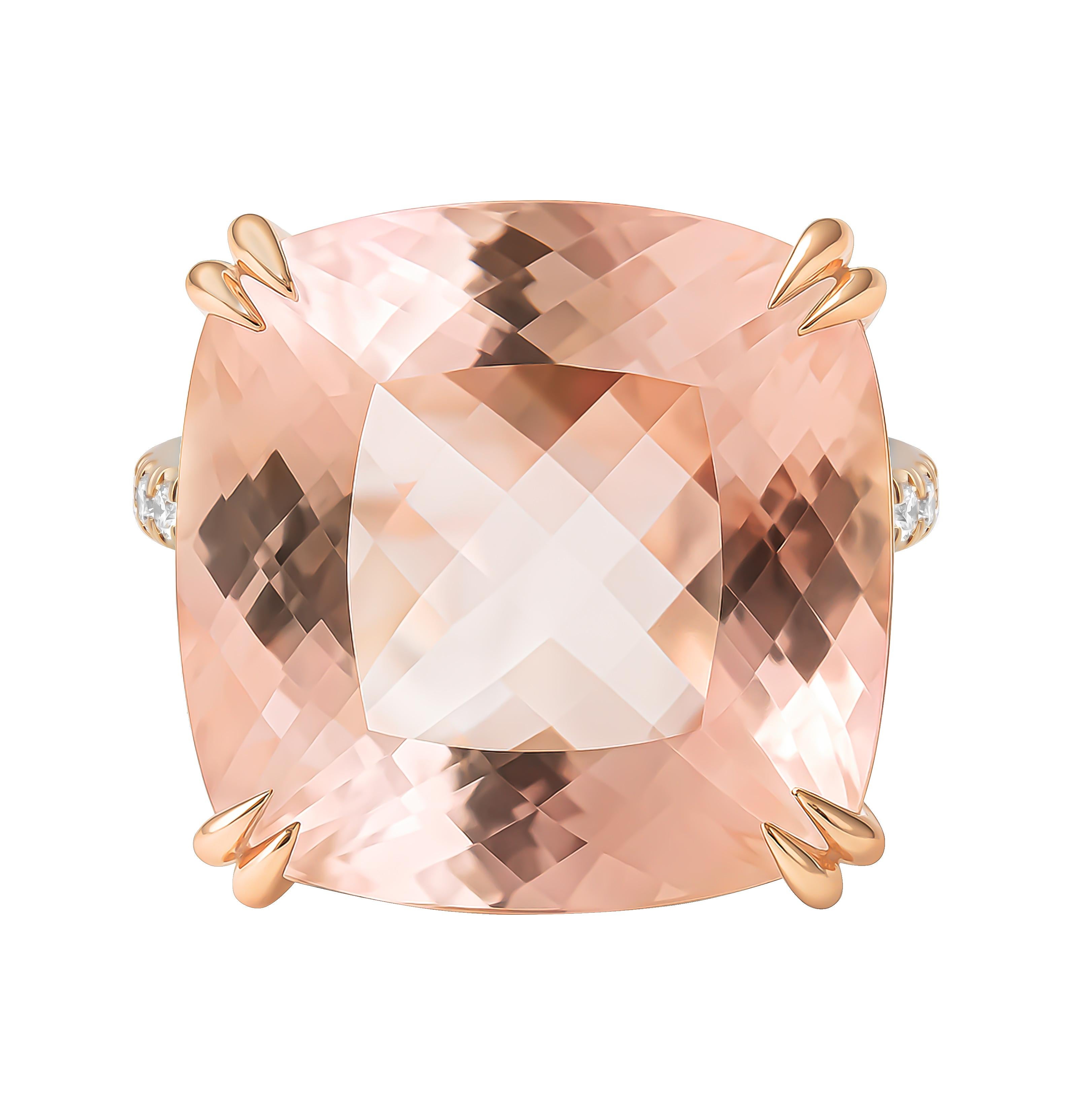 Cushion Cut Cocktail Ring with Pink Morganite For Sale