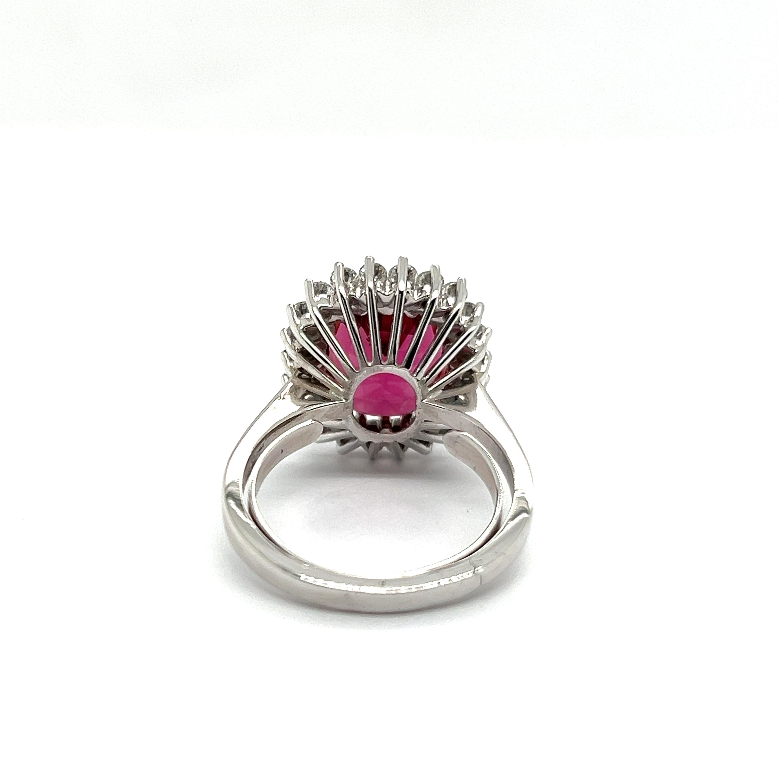 Cushion Cut  Cocktail Ring with Pink Tourmaline & Diamond in 18 Karat White Gold For Sale