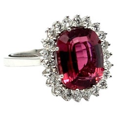 Cocktail Ring with Pink Tourmaline & Diamond in 18 Karat White Gold