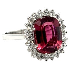  Cocktail Ring with Pink Tourmaline & Diamond in 18 Karat White Gold