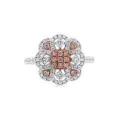 Cocktail ring with Rare Pink diamonds and white diamonds, made in platinum