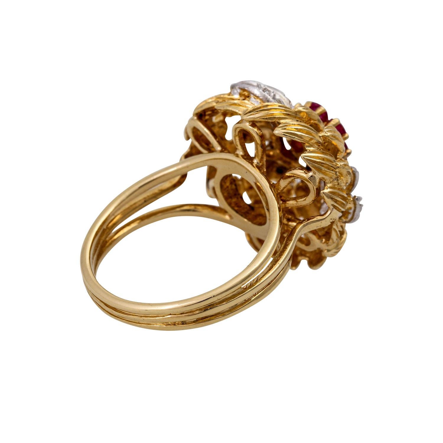 Brilliant Cut Cocktail ring with rubies