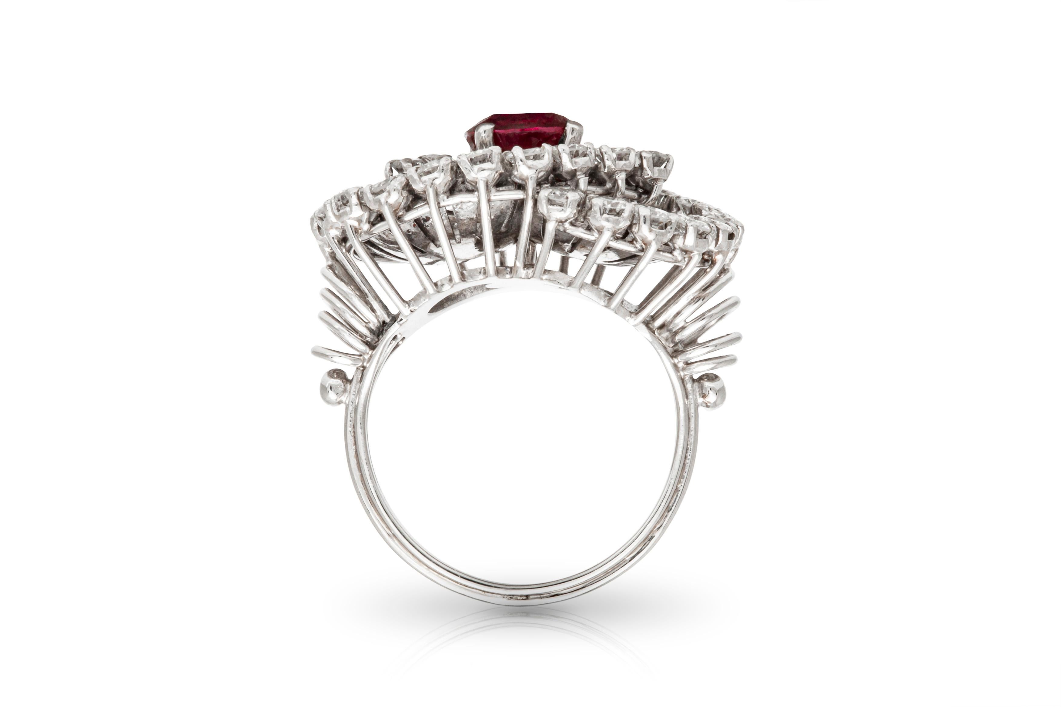 Women's Cocktail Ring with Ruby and Diamonds For Sale