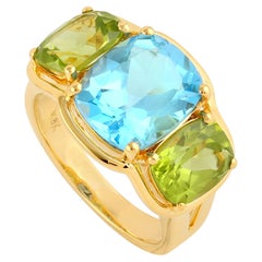 Cocktail Ring with Stunning Semiprecious Peridot 
Topaz Stone in 18kt Gold