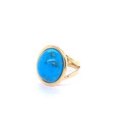 Cocktail Ring Turquoise Yellow Gold 18 Karat