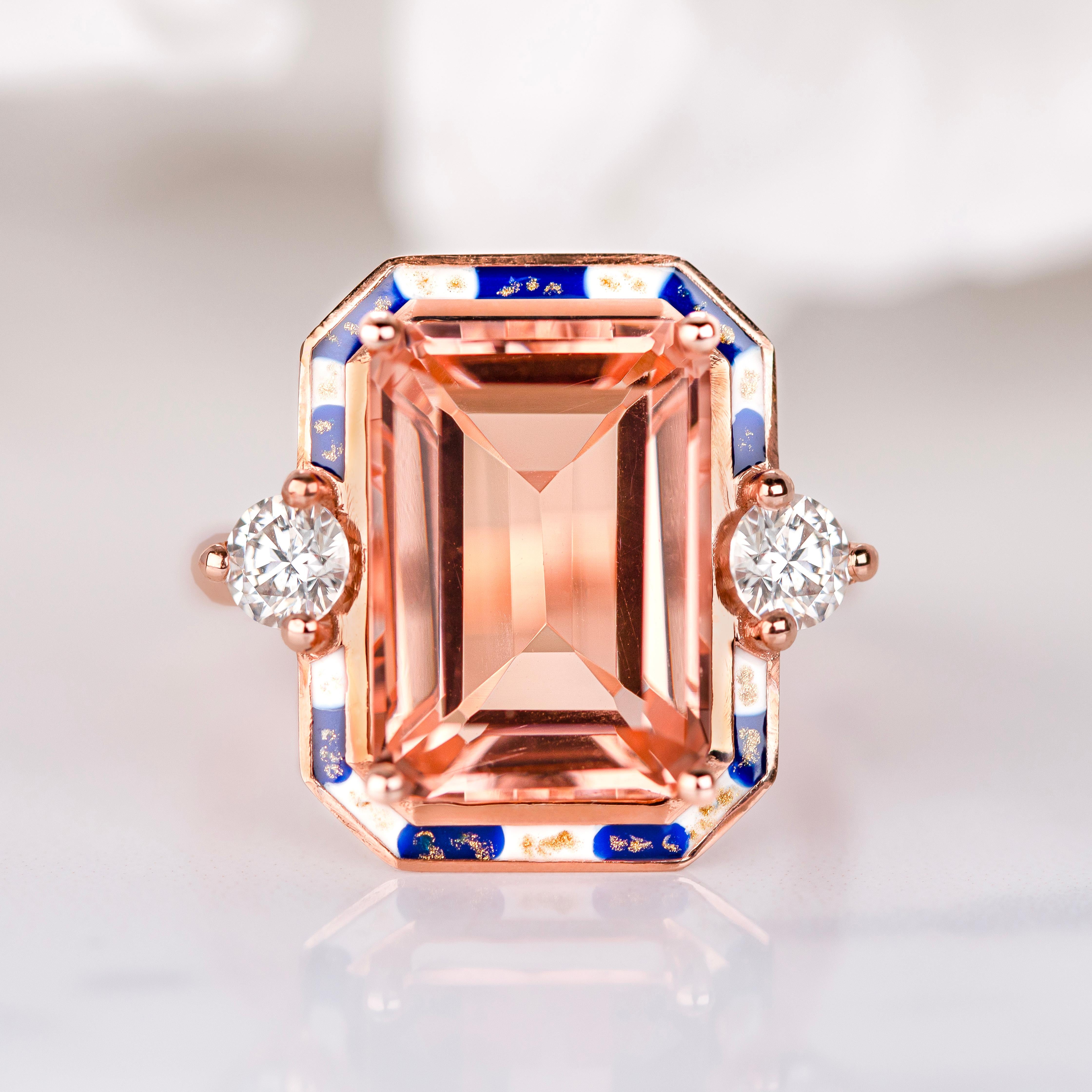 Art Deco Ring, Pink Quartz and Moissanite Stone Ring, 925 sterling silver rose gold plated

This ring was made with quality materials and excellent handwork. I guarantee the quality assurance of my handwork and materials. It is vital for me that you
