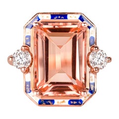 Cocktail Rings Pink Quartz and Moissanite Stone Ring, 925 silver rose Gold plate