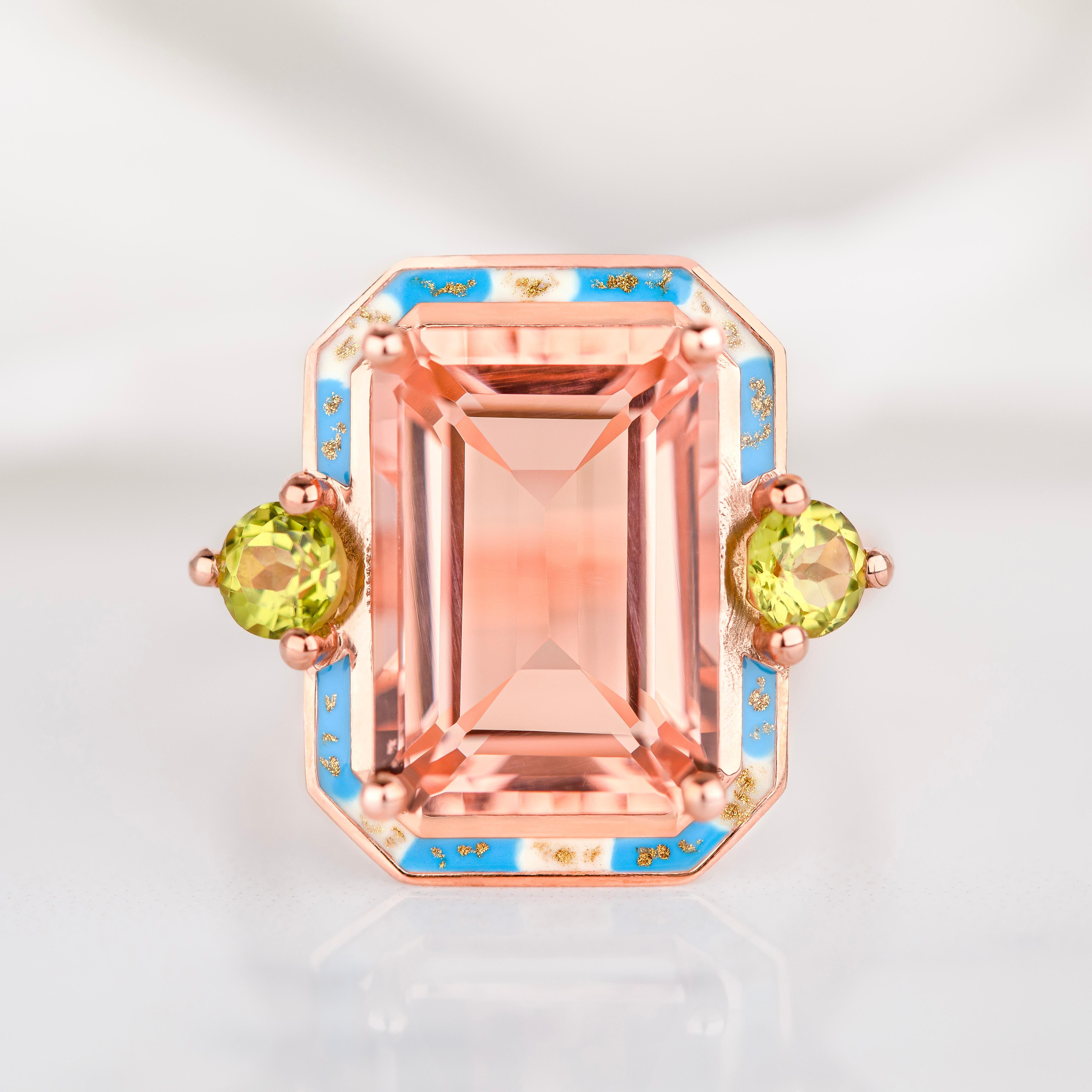 Art Deco Ring, Pink Quartz and Peridot Stone Ring, 925 sterling silver rose gold plated

This ring was made with quality materials and excellent handwork. I guarantee the quality assurance of my handwork and materials. It is vital for me that you