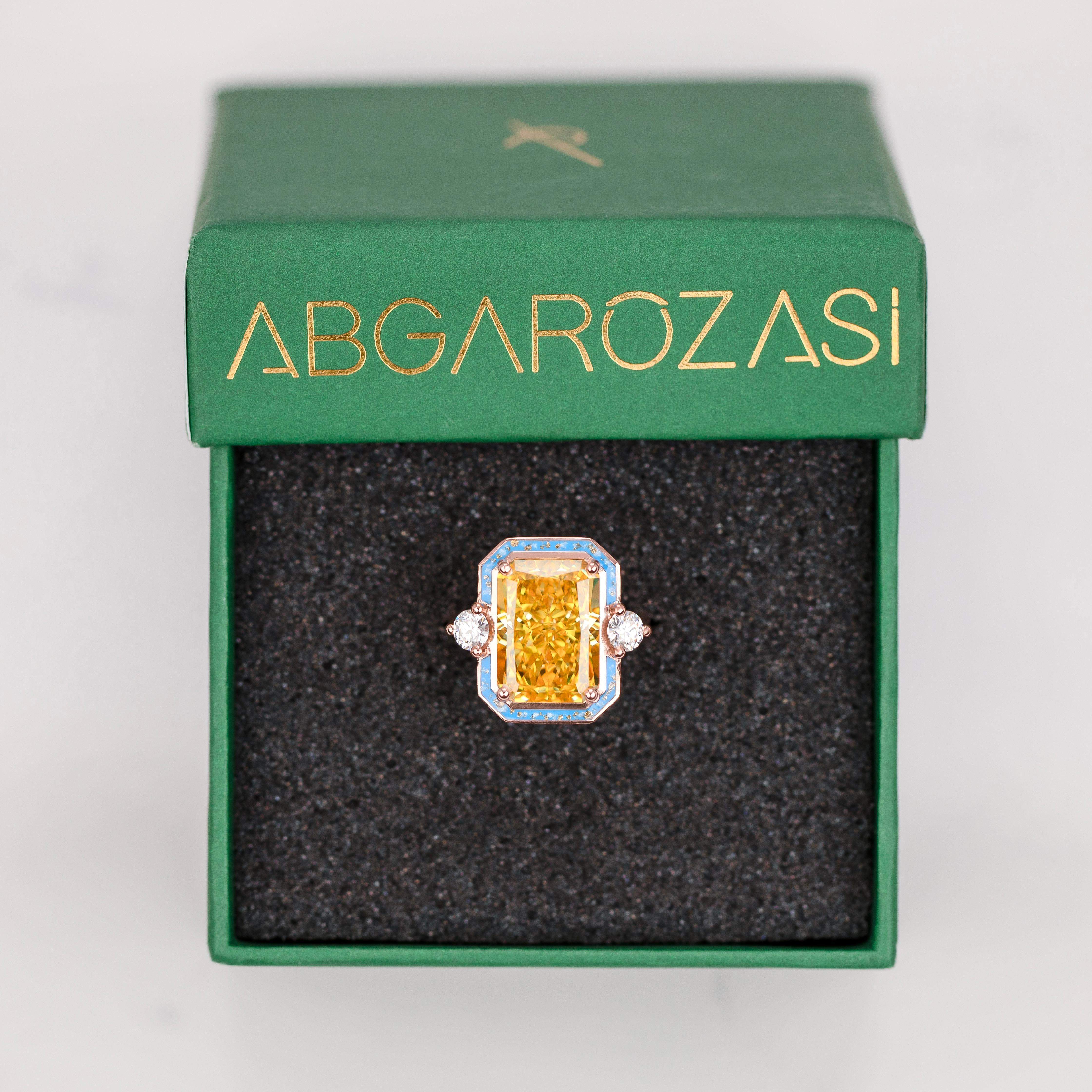 Cocktail Rings, Yellow Stone Ring, Statement Ring, 925 Silver Rose Gold Plated For Sale 2