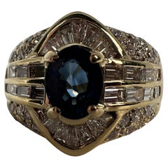 Cocktail sapphire diamond ring 18KT gold