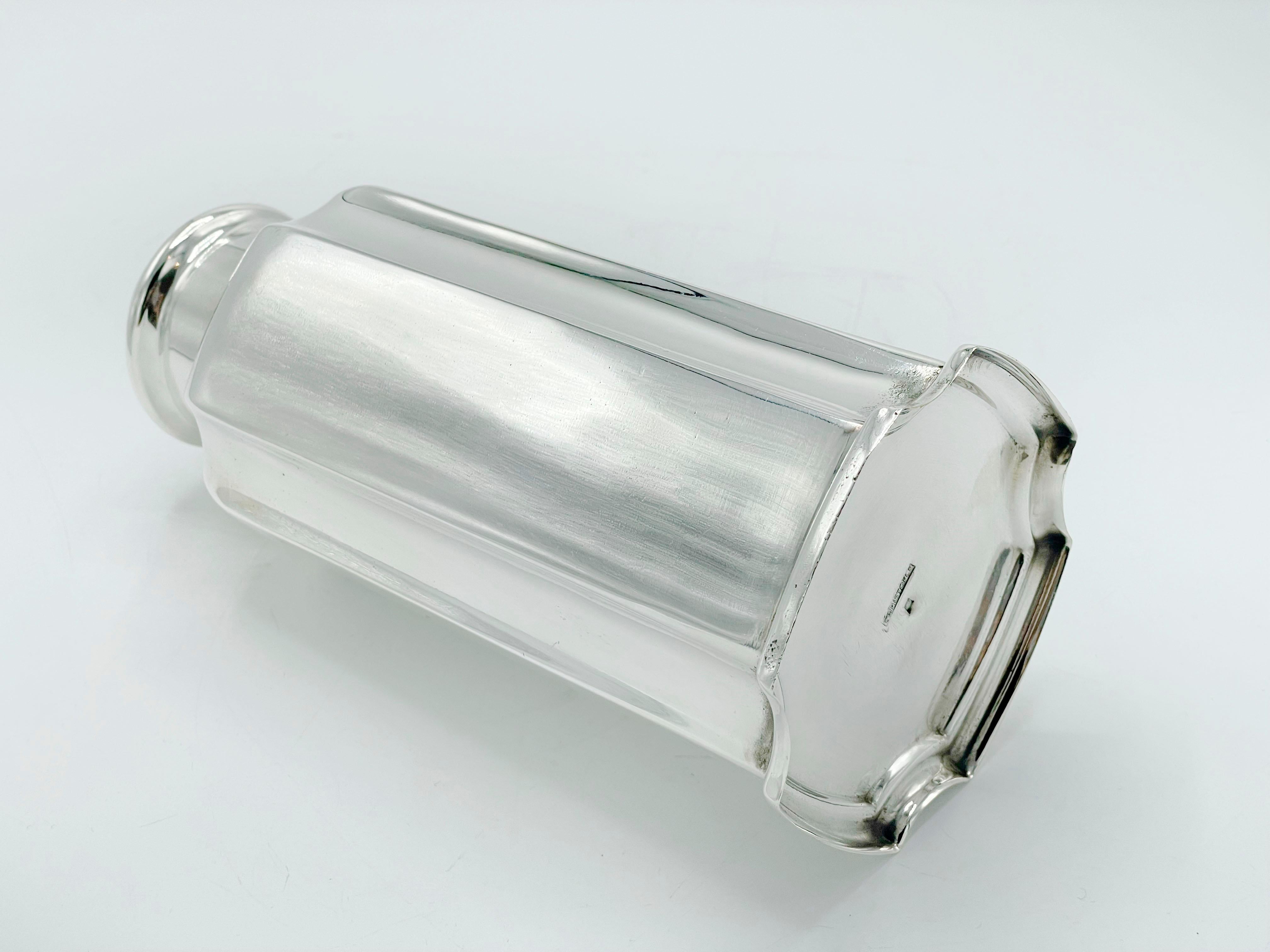 Silvered  Cocktail Shaker by Christofle Paris, Art Deco Silverplate