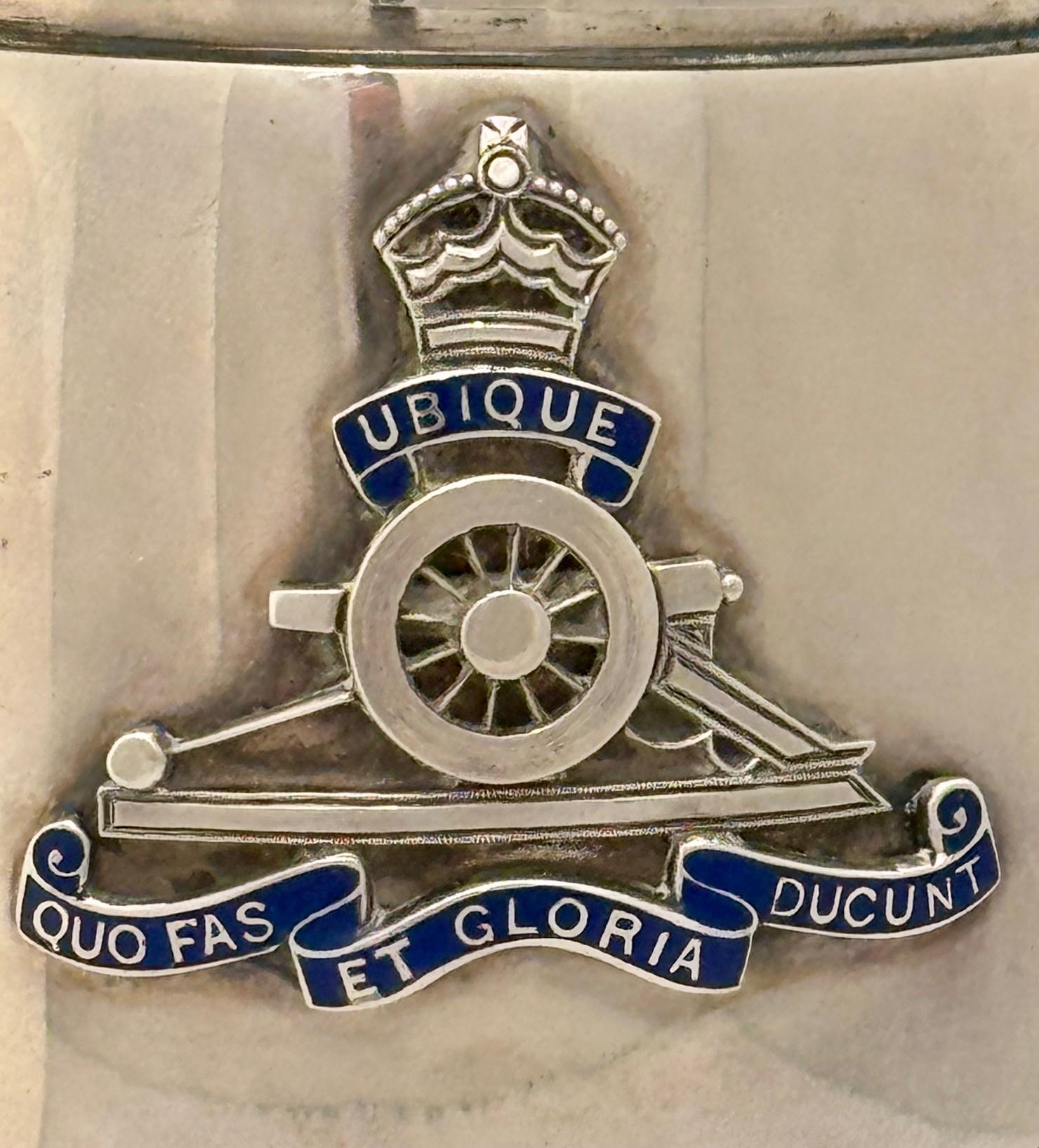 Hand-Crafted Cocktail Shaker Modelled As a Rocket with Royal Artillery Insignia For Sale