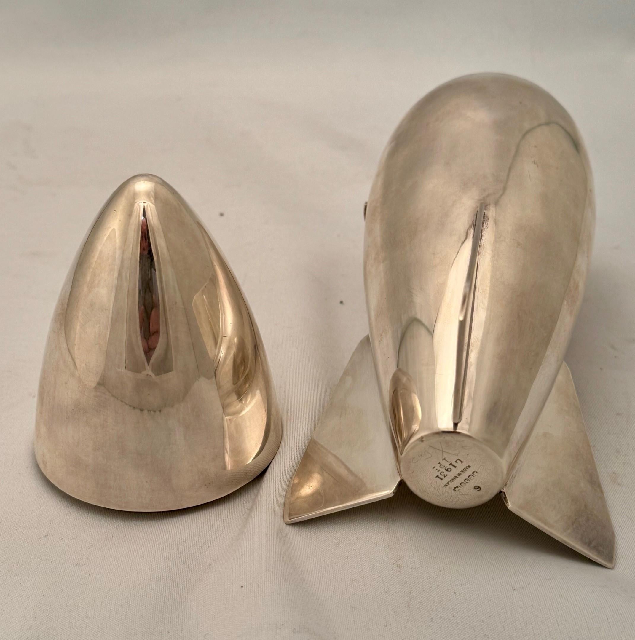 Silver Plate Cocktail Shaker Modelled As a Rocket with Royal Artillery Insignia For Sale
