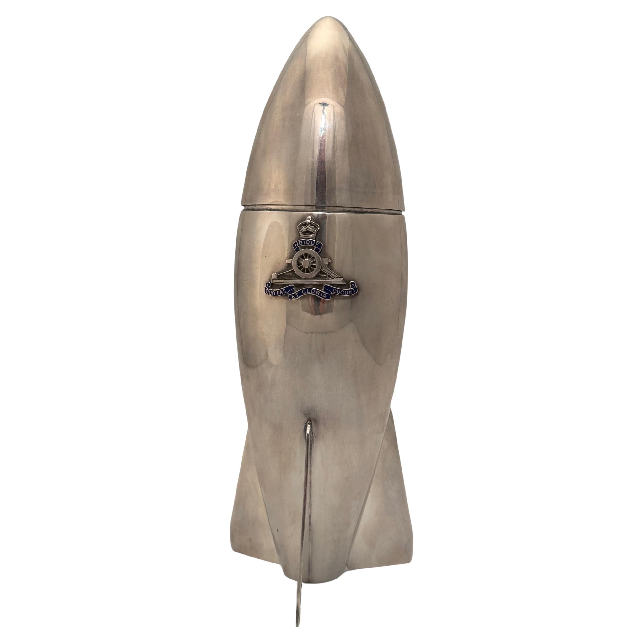 Cocktail Shaker Modelled As a Rocket with Royal Artillery Insignia