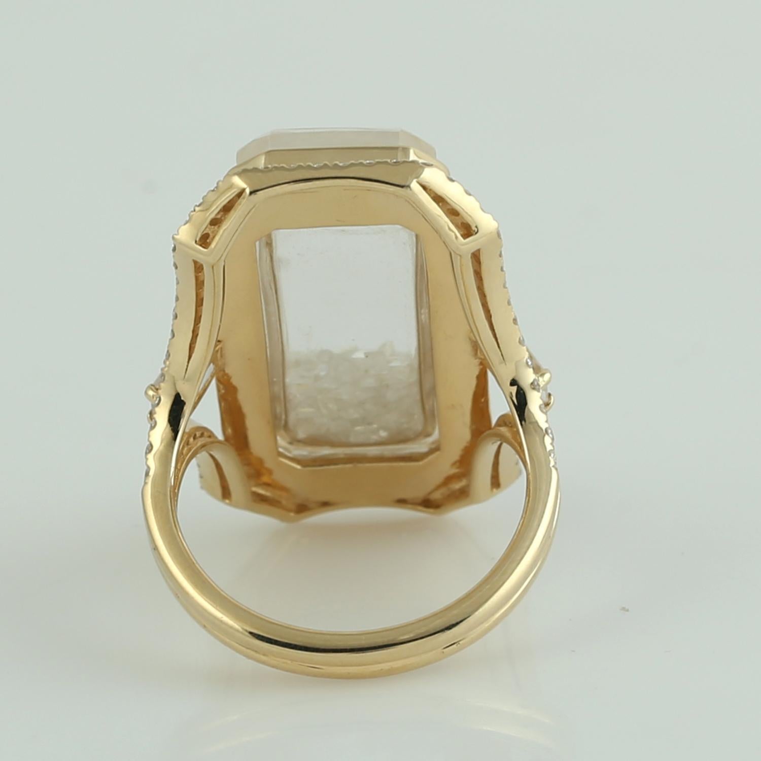 Art Déco Cocktail Shaker Ring With Diamonds Made In 14k Yellow Gold in vendita