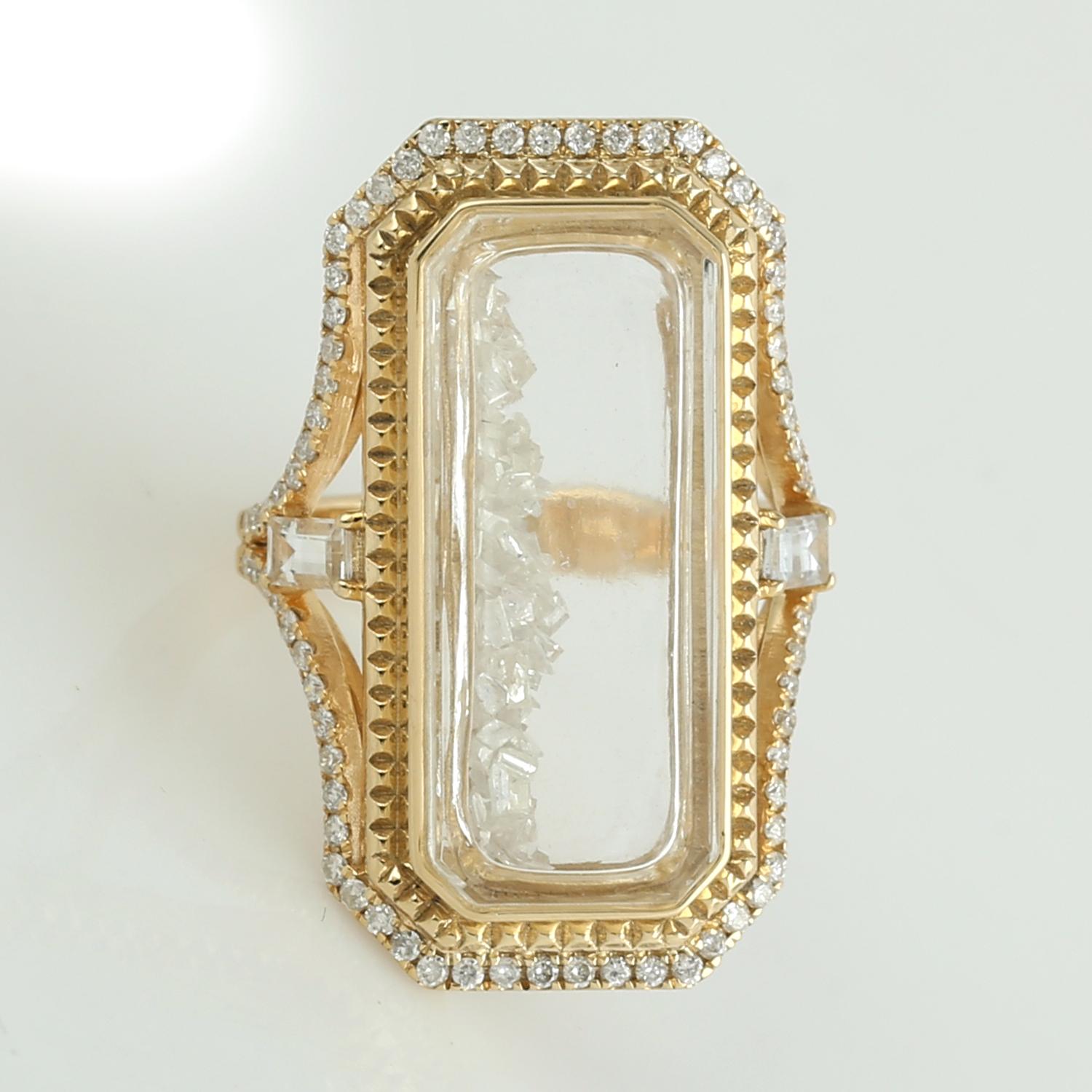 Cocktail Shaker Ring With Diamonds Made In 14k Yellow Gold In condizioni Nuovo in vendita a New York, NY