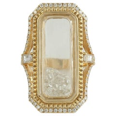 Cocktail Shaker Ring With Diamonds Made In 14k Yellow Gold