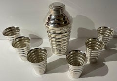 Cocktail Shaker with Matching Glasses Art Deco Style