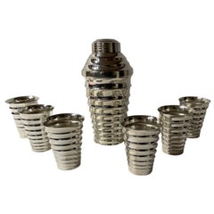 Cocktail Shaker with Matching Glasses Art Deco Style
