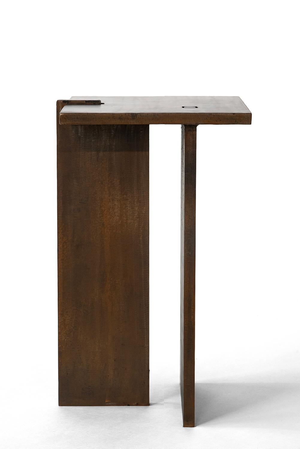 TABLE NO. 8 - SQUARE
J.M. Szymanski
d. 2023

A perfectly simple side table. Solid 3/4” steel components are combined to make a dynamic form. Featured in bronze steel finish.

Custom sizes available. Made in the Bronx, New York, USA.

Our products