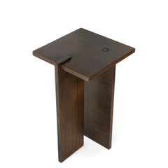 Cocktail Side Table Modern Hand-Shaped Geometrical Handmade Bronze Steel