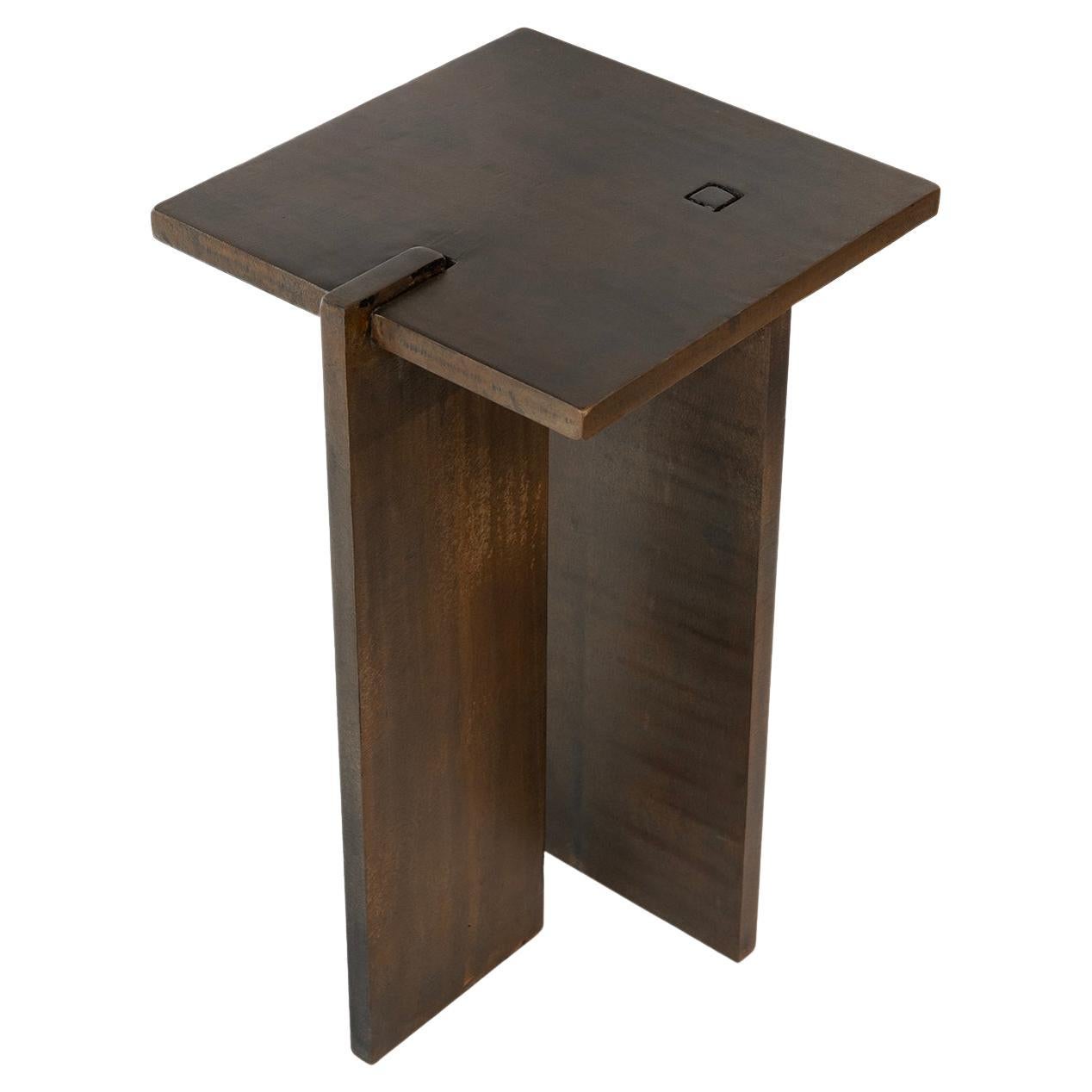 Cocktail Side Table Modern Hand-Shaped Geometrical Handmade Bronze Steel  For Sale