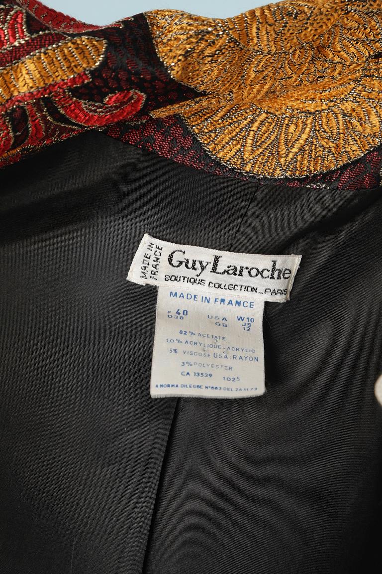 Cocktail skirt suit in multicolor and gold lurex brocade  Guy Laroche  For Sale 5