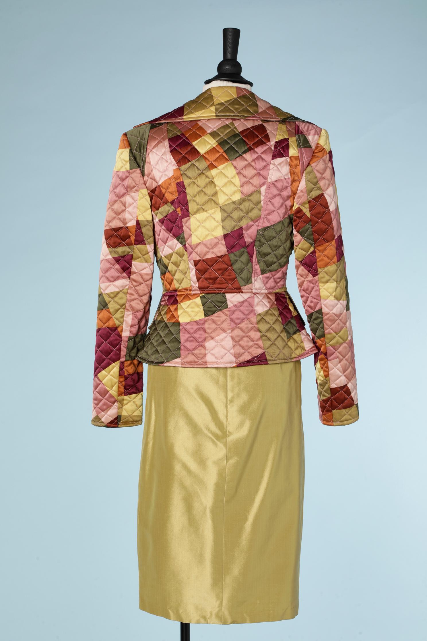 Women's Cocktail skirt-suit with quilted jacket and jewels buttons Christian Lacroix  For Sale