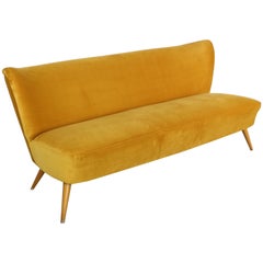 Cocktail Sofa from the 1950s, New Velvet Upholstery