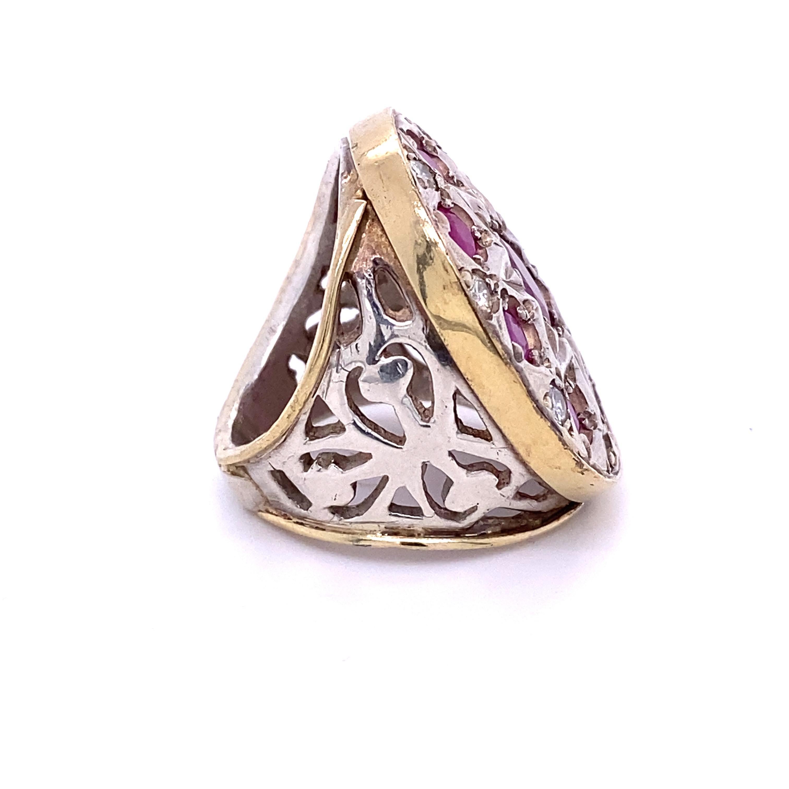 Women's or Men's Cocktail Statement Ruby and Diamond Ring