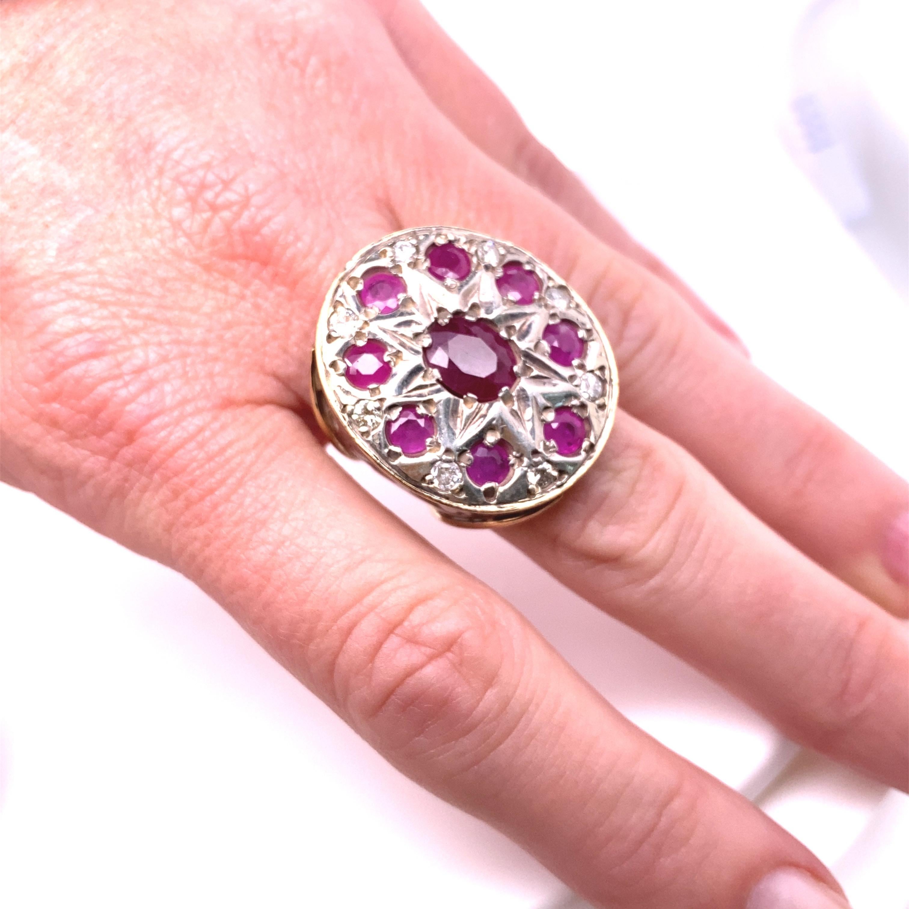 Artisan Cocktail Statement Ruby and Diamond Ring