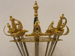 Cocktail Sticks Damascene Miniature Swords Vintage Bar Accessories Toledo, Spain