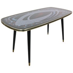 Cocktail Table 1950s Atomic Graphic Design Tabletop and Brass Feet