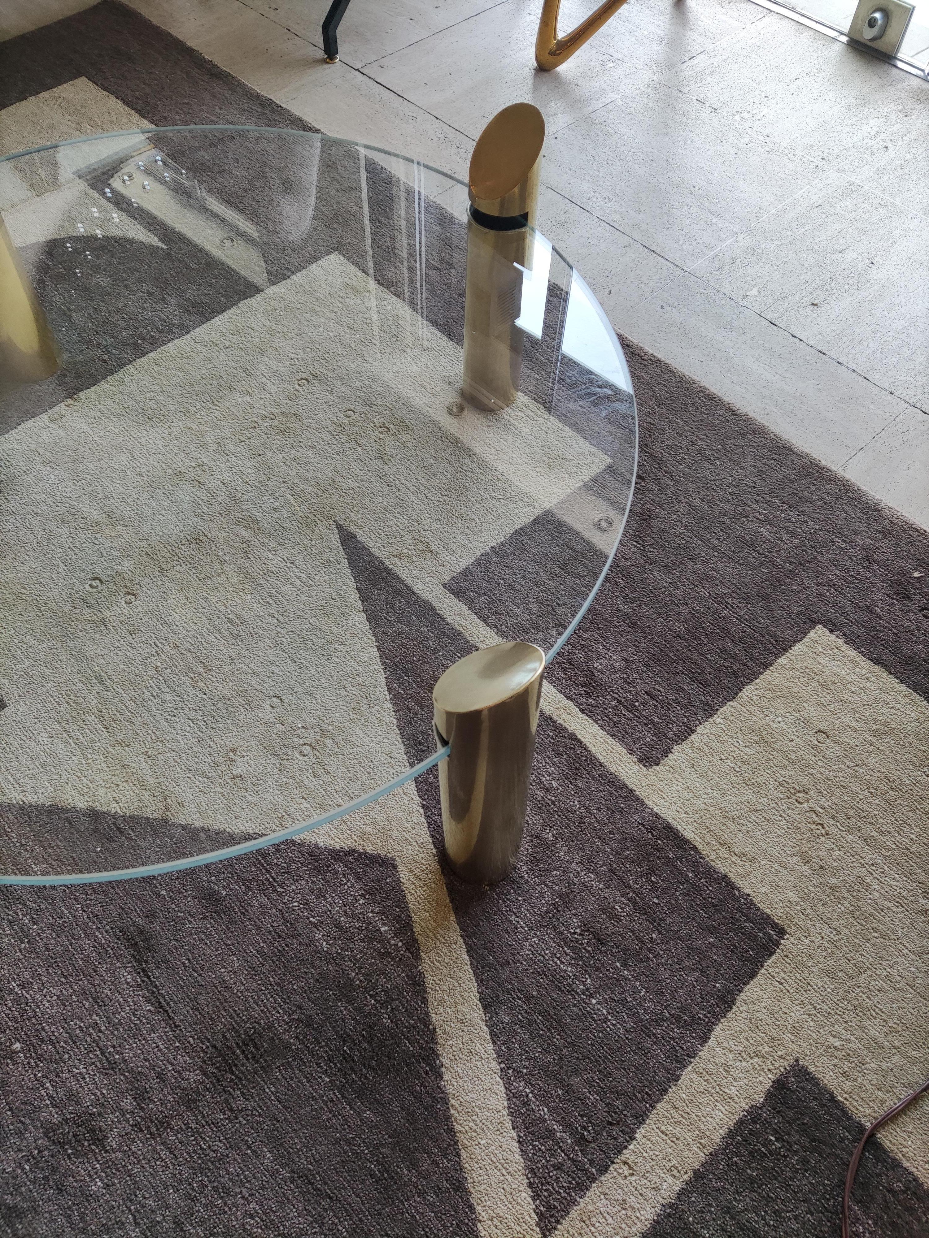 Late 20th Century Cocktail Table circa 1970, Brass and Glass