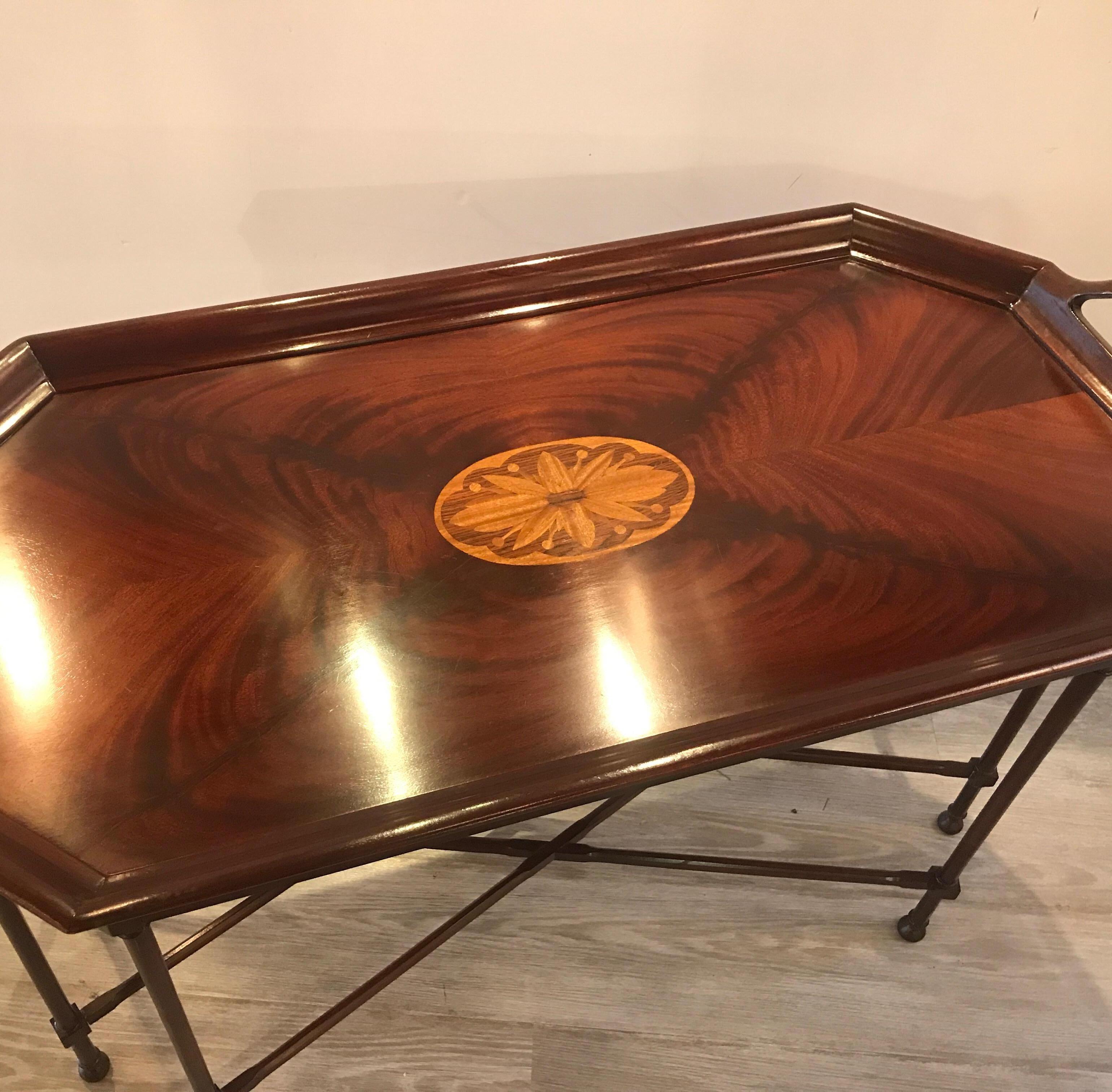 Flame Mahogany Inlaid Cocktail Table by Councill 1