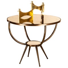 Cocktail Table in Solid Brass, Antique Bronze Finish, Mercury Mirror Top Cocktail Table in Solid Brass, Antique Bronze Finish, Mercury Mirror Top