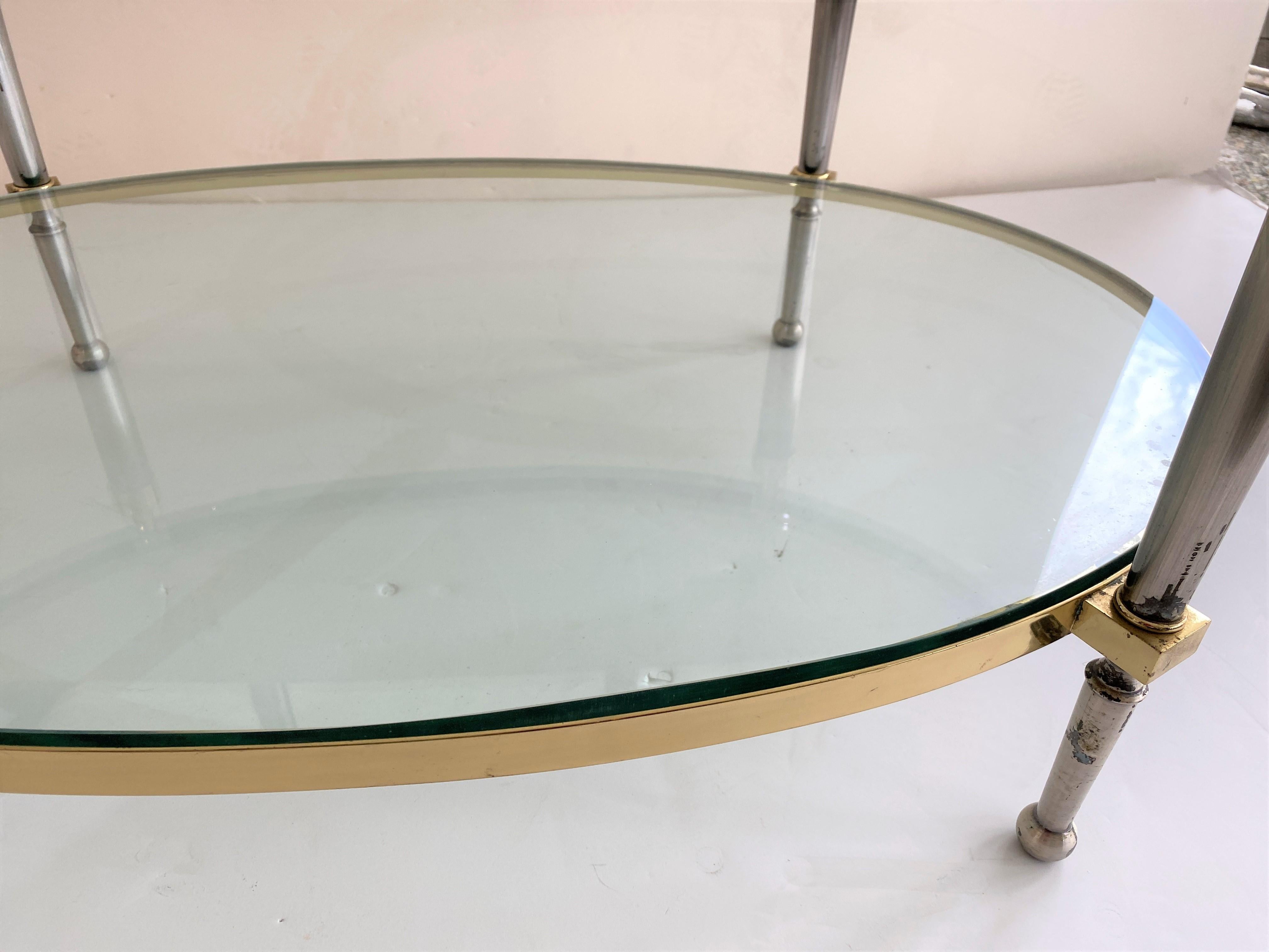 Italian Cocktail Table in Steel and Brass by Trouvailles For Sale