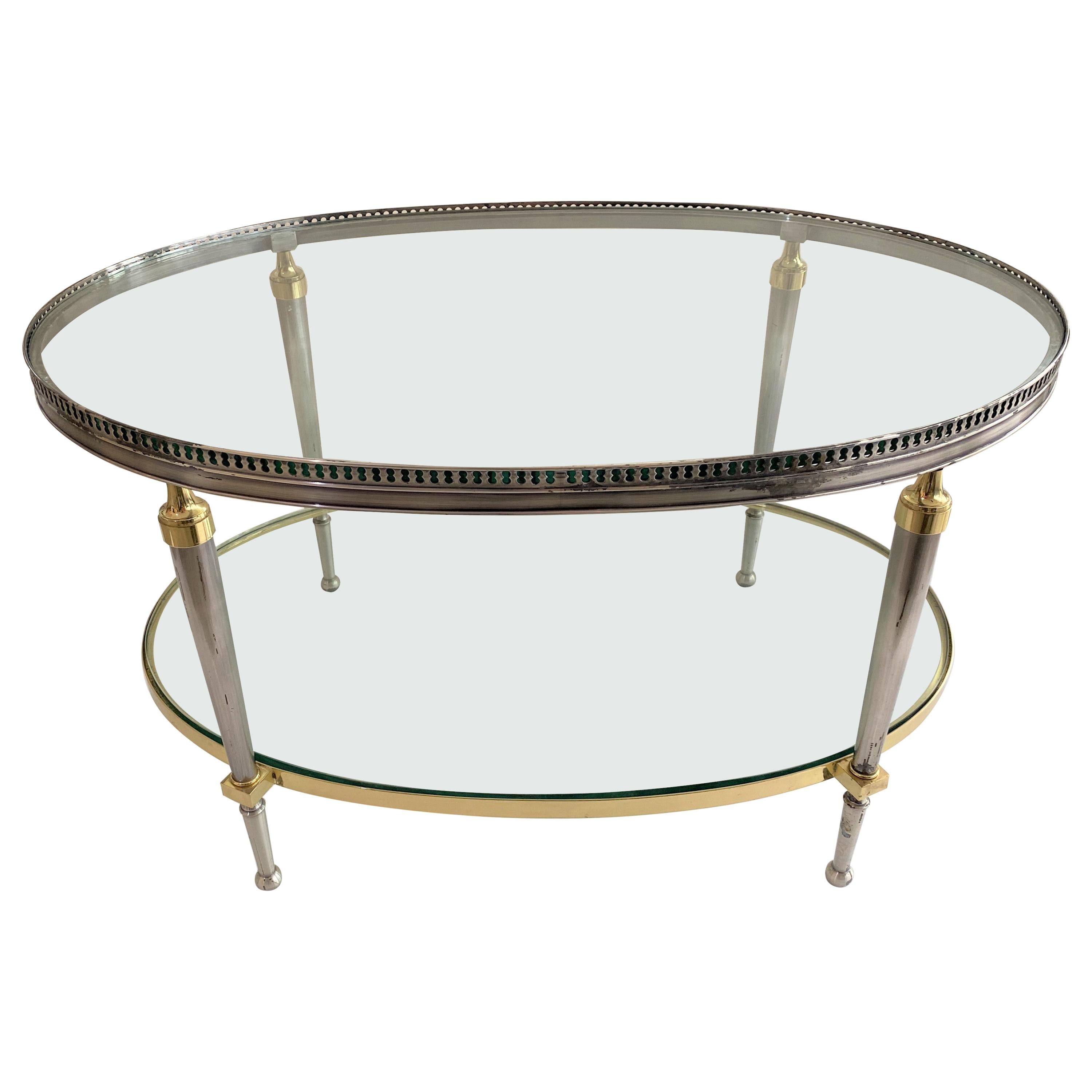 Cocktail Table in Steel and Brass by Trouvailles For Sale