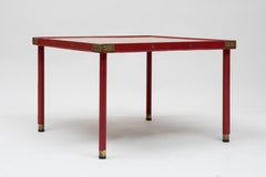 Mesa de cóctel de piel pespunteada de Jacques Adnet