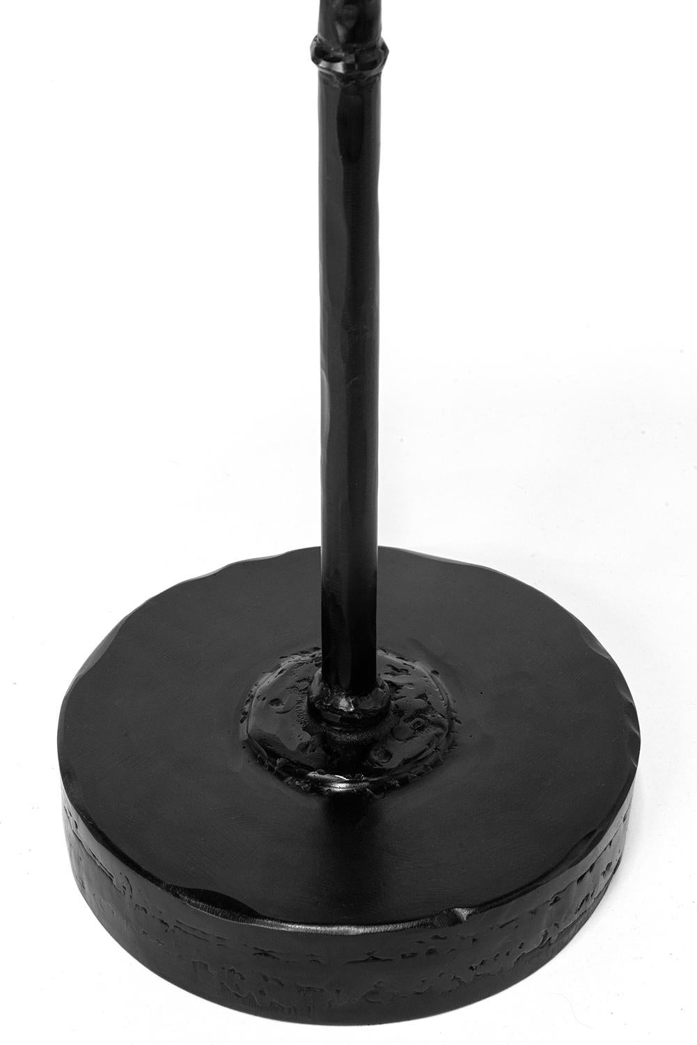 Cocktail Table Modern Hand-Shaped Round Handmade Blackened and Waxed Steel For Sale 4