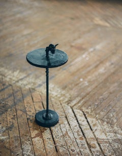 Cocktail Tables Moderno Redondo Hecho a Mano Acero Ennegrecido y Encerado