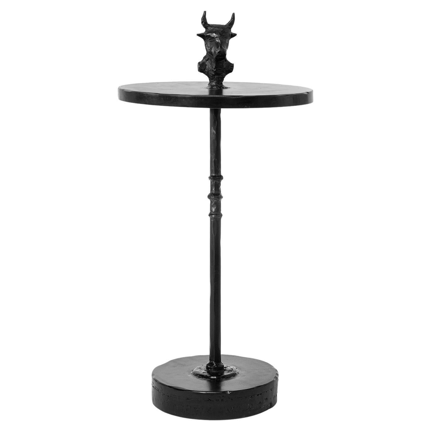 Cocktail Tables Moderno Redondo Hecho a Mano Acero Ennegrecido y Encerado en venta 1