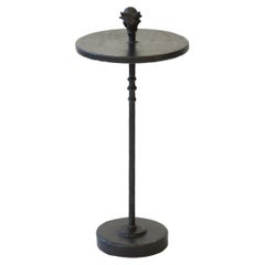 Cocktail Table Modern Hand-Shaped Round Handmade Blackened and Waxed Steel