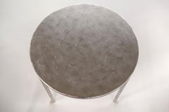Cocktail Table Modern Hand-Shaped Round Handmade Palladium Leaf Steel